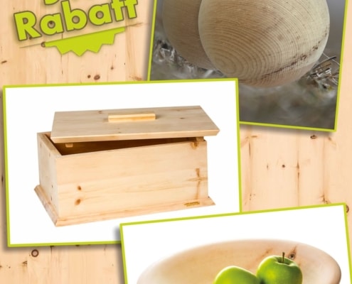 Cover des Beitrags mit einer Collage von Produktfotos. Zu sehen ist der Zirbenbrotkasten, Zirbenschale und die dekorative Zirbenkugel.